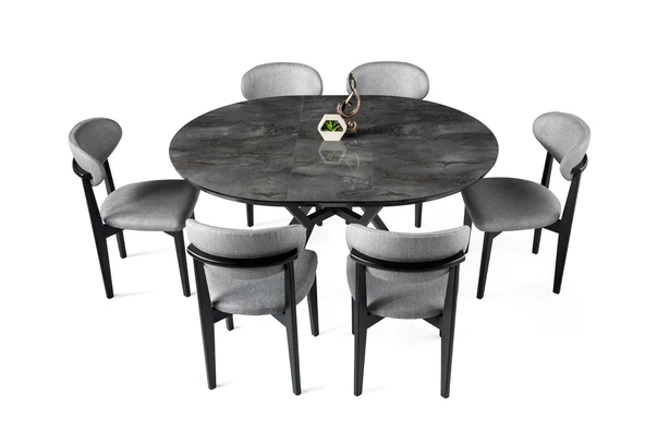 Roza Yuvarlak HighGloss Açılır Mutfak Yemek Masası 120cm - Resim 7