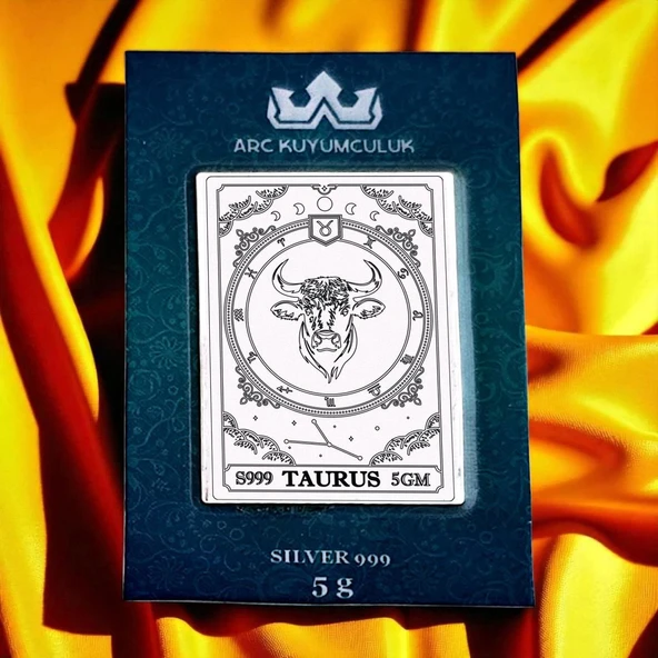 Boğa Burçları İçin 999 Ayar Gümüş ile Üretilmiş Hediyeye Özel Gümüş Külçesi-597