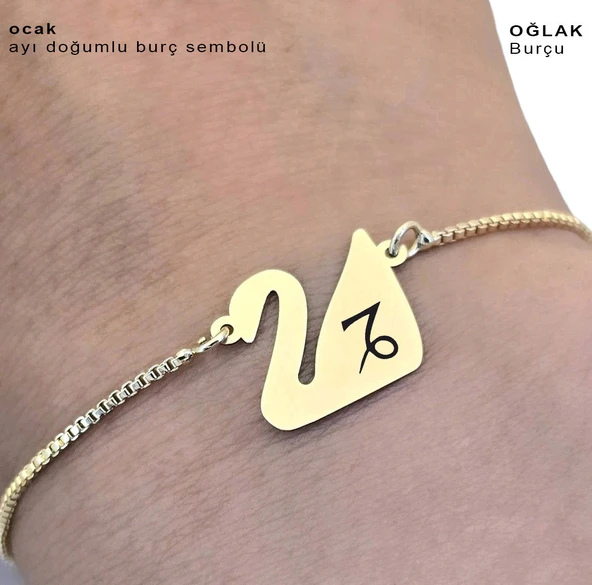 14 Ayar Altın Plakalı Doğum Ayına Özel Altın Renkli Zincirli Kuğu Kuşu Motifli Hediye Bileklik-599 - Resim 3