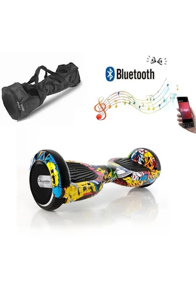 Elektrikli Kaykay Hoverboard Bluetooth Hoparlörlü 6.5 İnç Grafiti D01 - Çanta Hediye - Resim 3