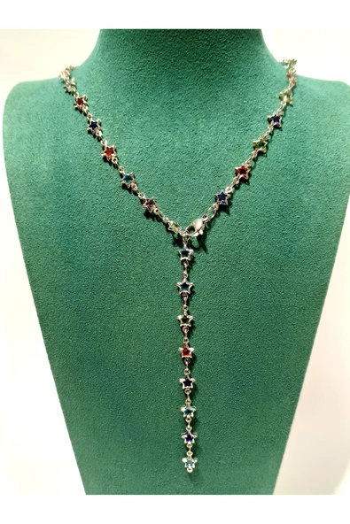 Monalisa Home  Lüks Figürlü Gösterişli Renkli Taşlı Y Kolye ürün görseli 1