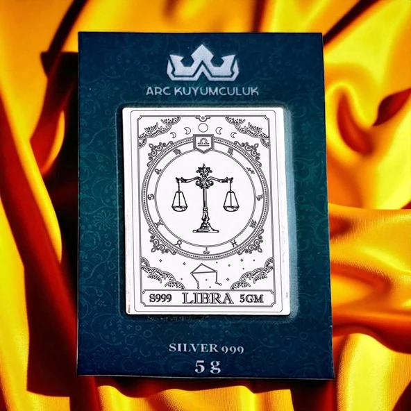 Terazi Burçları İçin 999 Ayar Gümüş ile Üretilmiş Hediyeye Özel Gümüş Külçesi-596