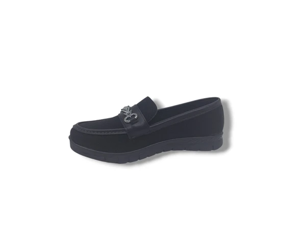 Zerhan 700 Kadın Siyah Loafer Komfort Termo Taban Büyük Numara Ayakkabı 41 42 - 3