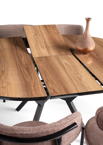 Roza Yuvarlak HighGloss Açılır Mutfak Yemek Masası 120cm - Resim 3