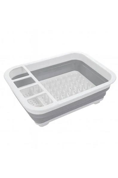 Katlanabilir Gri-Beyaz Bulaşıklık, Drenaj Delikli, Kaşıklıklı, Geniş Kapasiteli, Kamp ve Mutfak Kullanımı İçin Uygun - 5