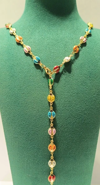 Monalisa Home Renkli Lüks Figürlü Gösterişli   Çelik Y Kolye ürün görseli 1