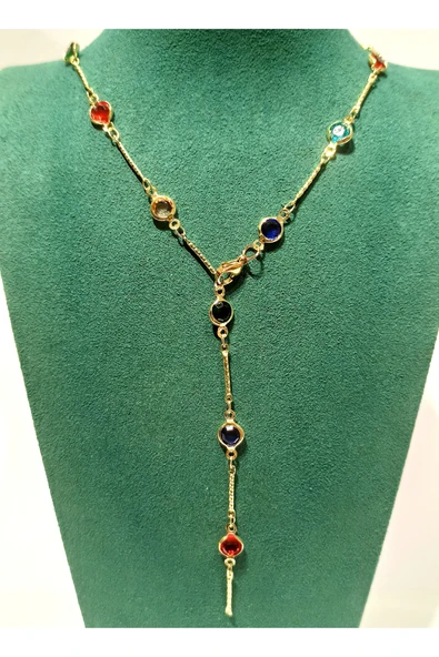 Monalisa Home Renkli Lüks Figürlü Gösterişli   Çelik Y Kolye ürün görseli 1