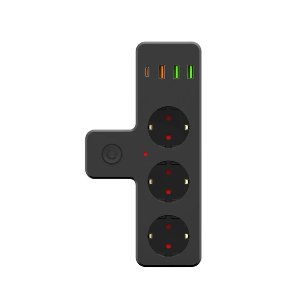 Termal Akım Korumalı Isıya Dayanıklı 3’lü Priz 3x Usb 1x Type-c