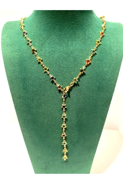 Monalisa Home  Lüks Figürlü Gösterişli Renkli Taşlı Y Kolye ürün görseli 1