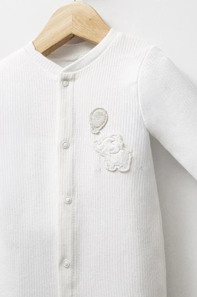 Bebitof %100 Pamuk Sevimli Balonlu Fil Desenli 10 Parça Kutulu Yenidoğan Hastane Çıkışı Zıbın Seti BBTF.EKR.10124 - 4