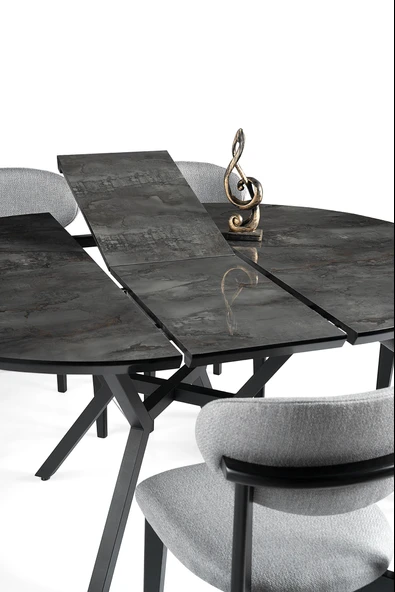 Roza Yuvarlak HighGloss Açılır Mutfak Yemek Masası 120cm - Resim 9