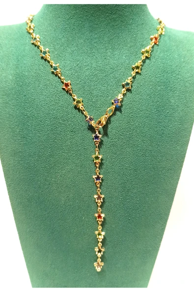 Monalisa Home  Lüks Figürlü Gösterişli Renkli Taşlı Y Kolye ürün görseli 1