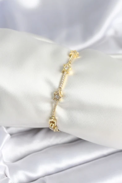 Pirinç Gold Renk Halley Yıldız Model Kadın Bileklik - TJ-BB7984 ürün görseli