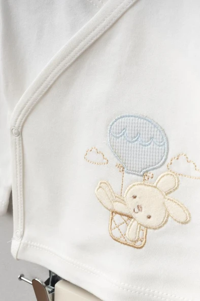 Bebitof %100 Pamuk Balonlu Tavşan Desenli 10 Parça Kutulu Yenidoğan Hastane Çıkışı Zıbın Seti BBTF.MV.10110 - Resim 2