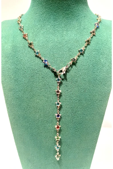 Monalisa Home  Lüks Figürlü Gösterişli Renkli Taşlı Y Kolye ürün görseli 1