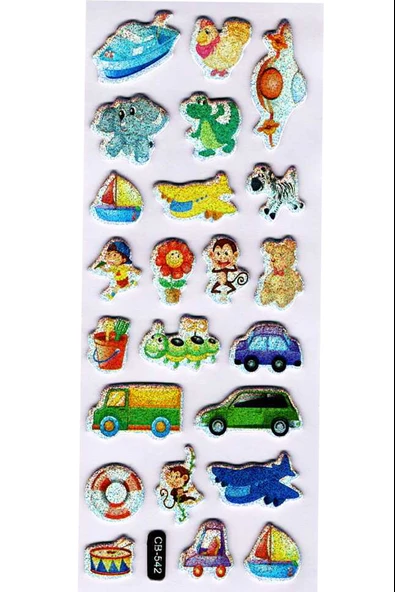 Sticker Kabartmalı Sticker Defter Planlayıcı Etiket (cb542) 16x7 cm- Taşıt ve Hayvanlar ürün görseli 1