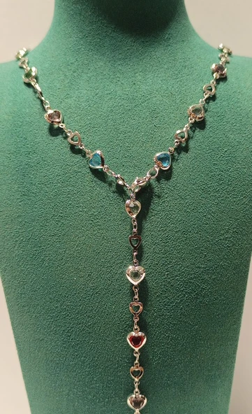 Monalisa Home  Lüks Figürlü Gösterişli Renkli Taşlı Y Kolye ürün görseli 1