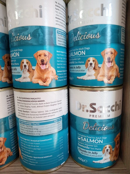 Dr. Sacchi Yetişkin Köpek Konserve Mama Jöle İçinde Et Parçacıkları 400 gr 7 ADET - 1