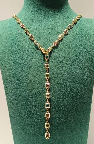 Monalisa Home Renkli Lüks Figürlü Gösterişli   Çelik Y Kolye ürün görseli 1