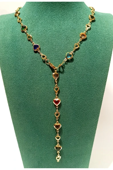 Monalisa Home  Lüks Figürlü Gösterişli Renkli Taşlı Y Kolye ürün görseli 1