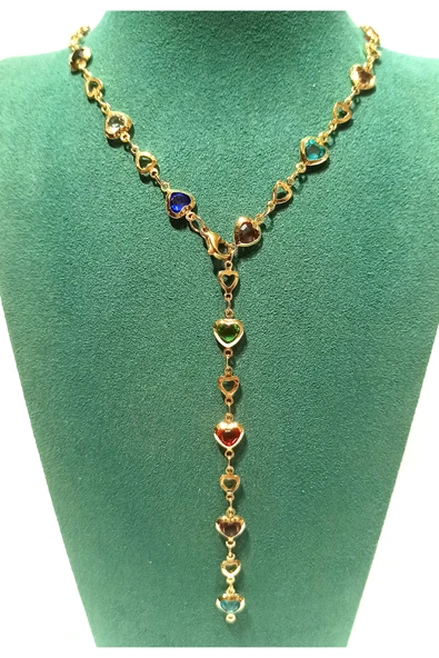 Monalisa Home  Lüks Figürlü Gösterişli Renkli Taşlı Y Kolye ürün görseli 1