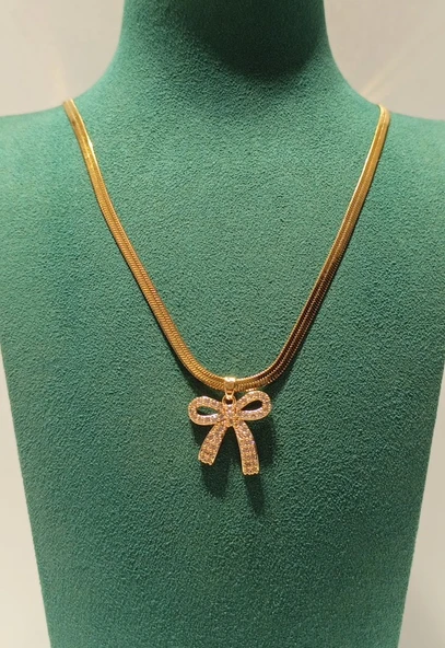 Monalisa Home Gold Renk Lüks Gösterişli Figürlü Çelik Kolye ürün görseli 1