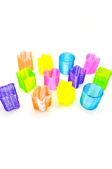 Mini Kalp Şekilli Neon Pembe Stres Yayı Oyuncak Stres Yayı - 3 cm çapında - 1 Adet - Resim 3
