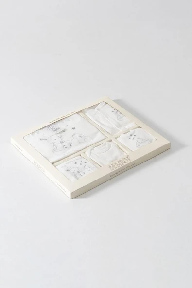 Bebitof %100 Pamuk Sevimli Tavşanlar Desenli 10 Parça Kutulu Yenidoğan Hastane Çıkışı Zıbın Seti BBTF.EKR.10127 - 2