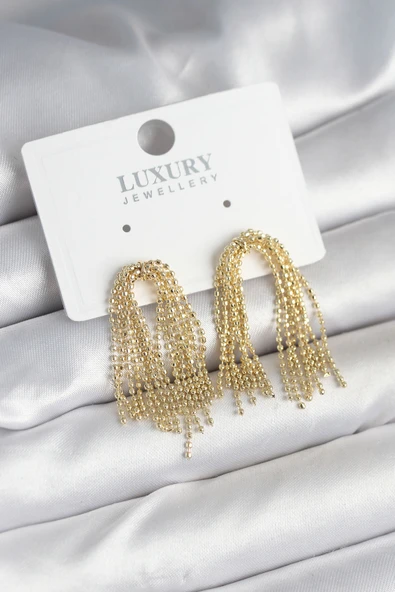 Pirinç Gold Renk Sallantılı Kadın Küpe - TJ-BKP11241 ürün görseli