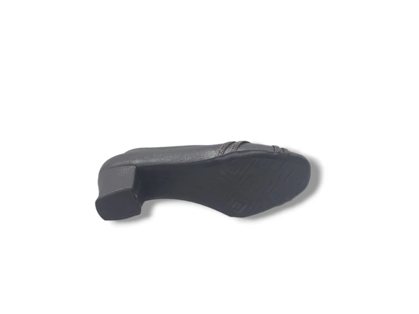 Zerhan 1002 Kadın Platin Pırıltılı Taşlı Alçak Topuklu Ayakkabı - Resim 5