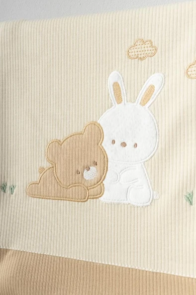 Bebitof %100 Pamuk Ayıcık ve Tavşan Desenli 10 Parça Kutulu Yenidoğan Hastane Çıkısı Seti BBTF.BJ.10088 - 3