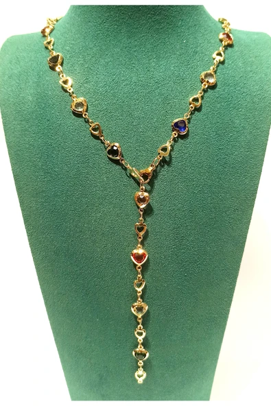 Monalisa Home  Lüks Figürlü Gösterişli Renkli Taşlı Y Kolye ürün görseli 1