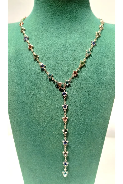 Monalisa Home  Lüks Figürlü Gösterişli Renkli Taşlı Y Kolye ürün görseli 1