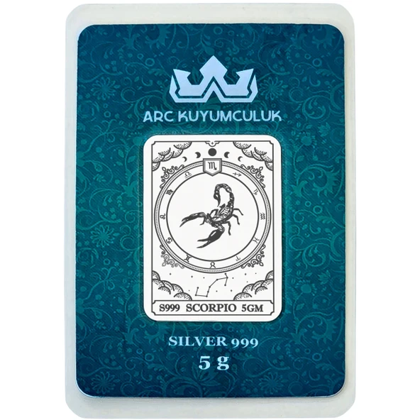 Kasım Ayı Doğumlarına Özel Akrep Burcu Sembolü Hediyeye Özel 5 Gram 999 Ayar Gümüş Külçesi-594