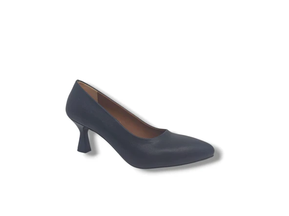 Zerhan 239 Kadın Lacivert Alçak Kadeh Topuk Stiletto Ayakkabı - Resim 2