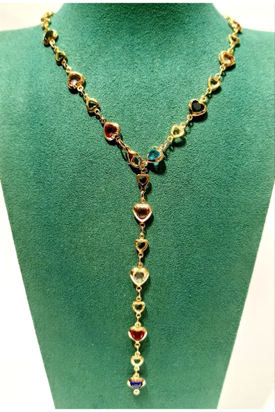 Monalisa Home  Lüks Figürlü Gösterişli Renkli Taşlı Y Kolye ürün görseli 1