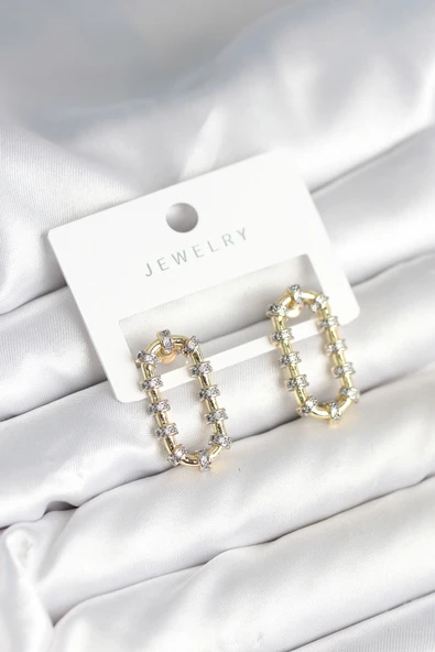 Vintage Model Halka Zirkon Taşlı Kadın Küpe - TJ-BKP11302 ürün görseli