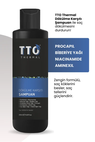 TTO Dökülme Karşıtı Şampuan 250ml (Procapil,Çay Ağacı Yağı,Climbazole,Aminexil) - 2