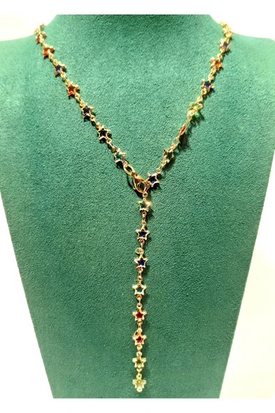 Monalisa Home  Lüks Figürlü Gösterişli Renkli Taşlı Y Kolye ürün görseli 1