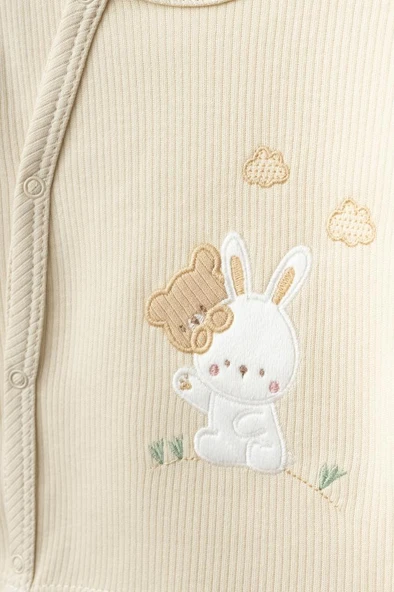 Bebitof %100 Pamuk Ayıcık ve Tavşan Desenli 10 Parça Kutulu Yenidoğan Hastane Çıkısı Seti BBTF.BJ.10088 - 2