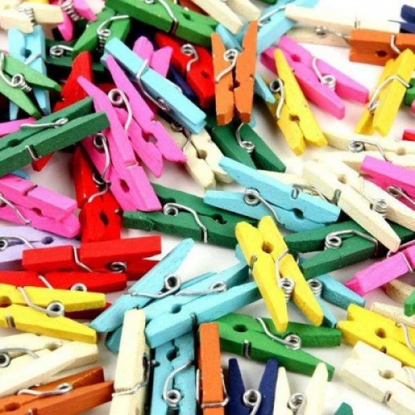 50'li Renkli Ahşap Mandal 3.5cm (10'lu Paket-500 Adet) ürün görseli