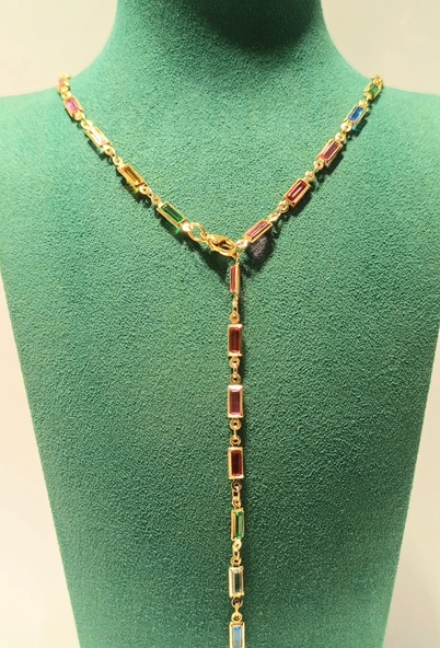 Monalisa Home Renkli Lüks Figürlü Gösterişli   Çelik Y Kolye ürün görseli 1