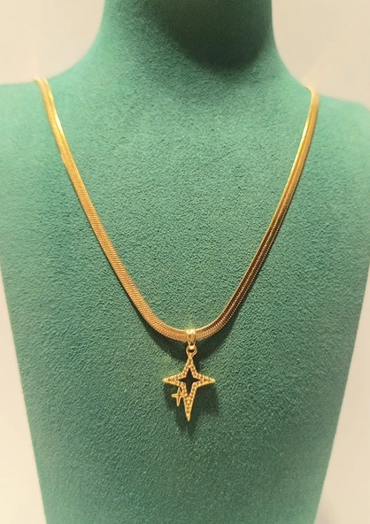 Monalisa Home Gold Renk Lüks Gösterişli Figürlü Çelik Kolye ürün görseli 1