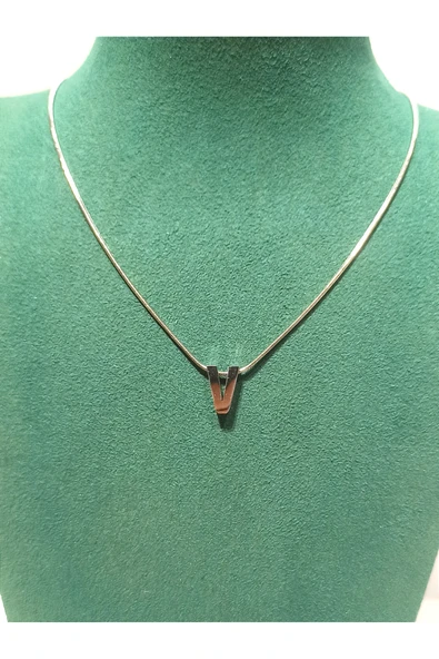 Monalisa Home Gümüş Renk Lüks Figürlü Gösterişli  ''V'' Harfi Kolye ürün görseli 1