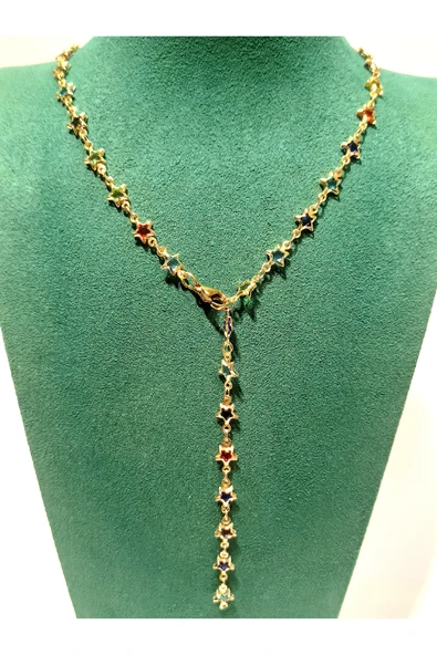 Monalisa Home  Lüks Figürlü Gösterişli Renkli Taşlı Y Kolye ürün görseli 1