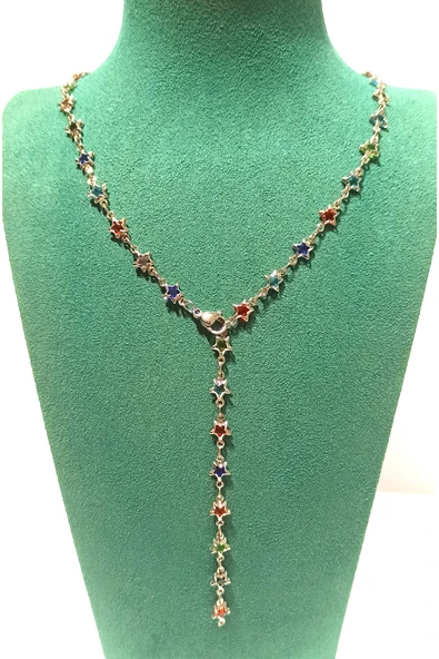 Monalisa Home  Lüks Figürlü Gösterişli Renkli Taşlı Y Kolye ürün görseli 1