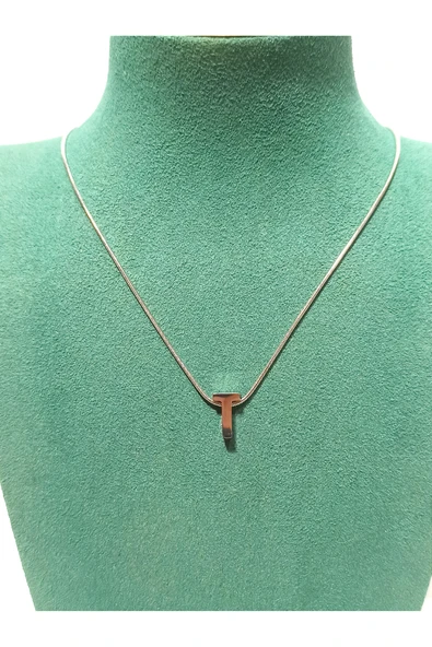 Monalisa Home Gümüş Renk Lüks Figürlü Gösterişli  ''T'' Harfi Kolye ürün görseli 1