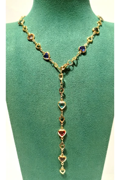 Monalisa Home  Lüks Figürlü Gösterişli Renkli Taşlı Y Kolye ürün görseli 1