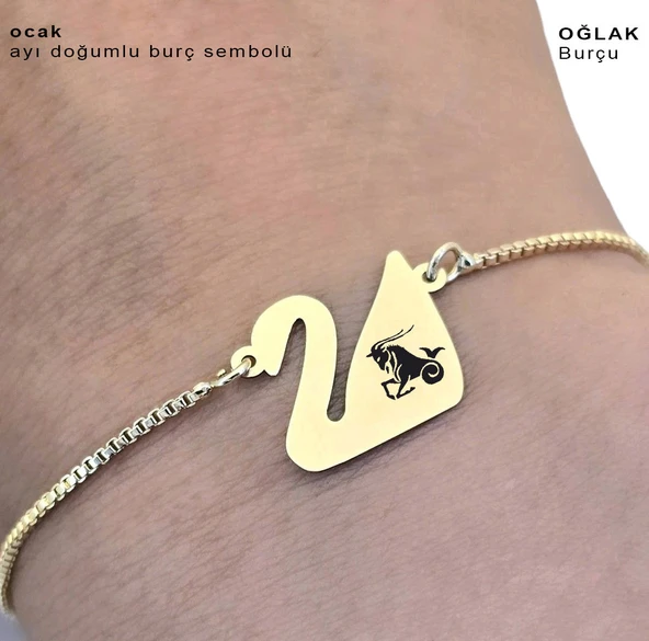 14 Ayar Altın Plakalı Burca Özel Altın Renkli Zincirli Kuğu Kuşu Motifli Hediye Bileklik-599 - Resim 3