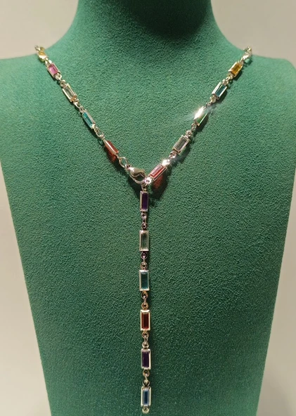 Monalisa Home Renkli Lüks Figürlü Gösterişli   Çelik Y Kolye ürün görseli 1